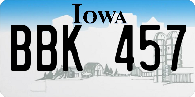 IA license plate BBK457