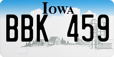 IA license plate BBK459