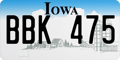 IA license plate BBK475