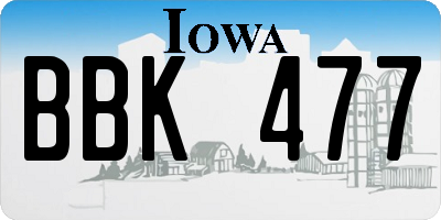 IA license plate BBK477