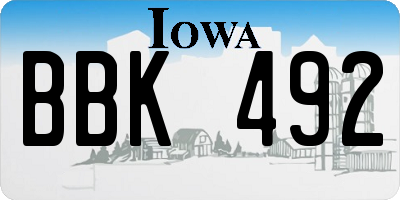 IA license plate BBK492