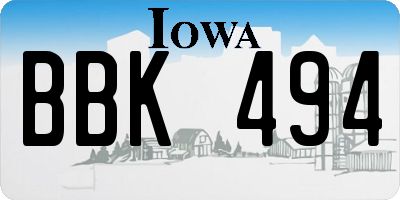 IA license plate BBK494