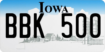 IA license plate BBK500