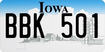 IA license plate BBK501