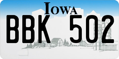IA license plate BBK502