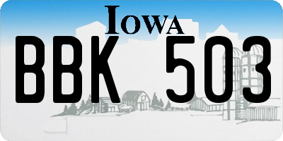 IA license plate BBK503