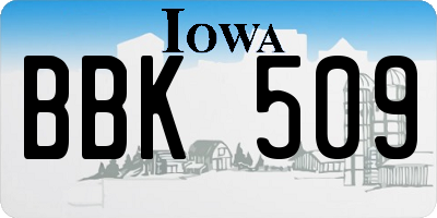 IA license plate BBK509