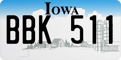 IA license plate BBK511