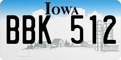IA license plate BBK512
