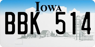 IA license plate BBK514