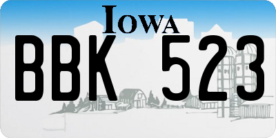 IA license plate BBK523