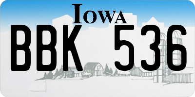 IA license plate BBK536