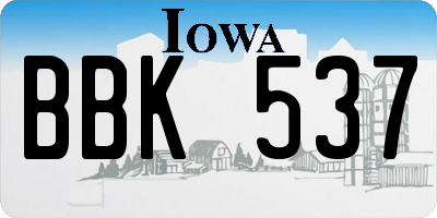 IA license plate BBK537