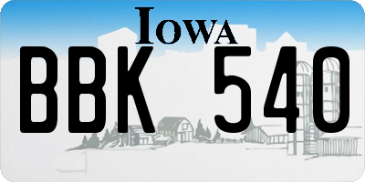 IA license plate BBK540