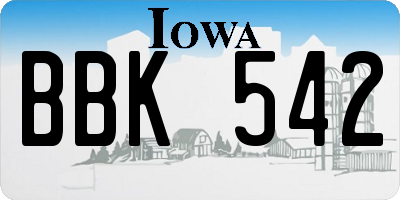 IA license plate BBK542