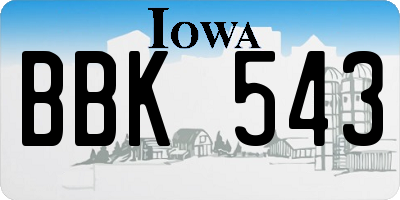 IA license plate BBK543