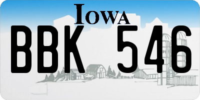 IA license plate BBK546