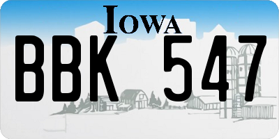 IA license plate BBK547