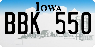 IA license plate BBK550