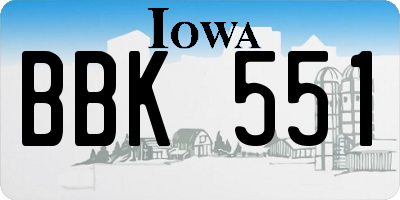IA license plate BBK551