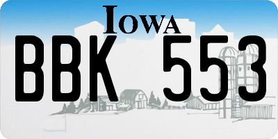 IA license plate BBK553