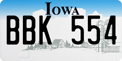IA license plate BBK554