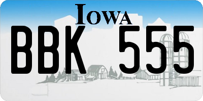 IA license plate BBK555