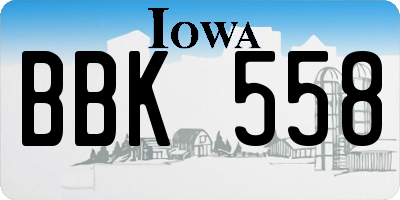 IA license plate BBK558