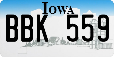 IA license plate BBK559