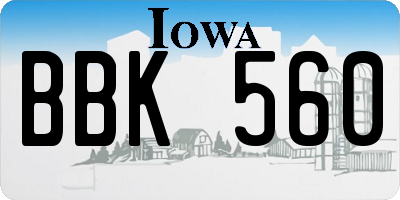 IA license plate BBK560