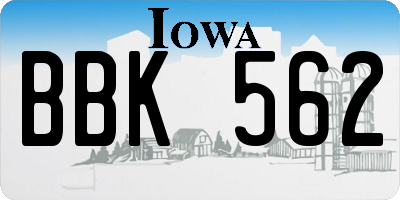 IA license plate BBK562