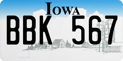 IA license plate BBK567