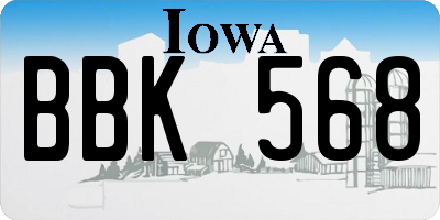 IA license plate BBK568