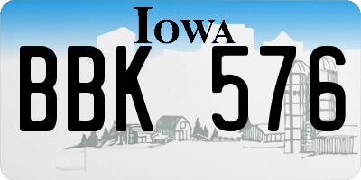 IA license plate BBK576