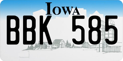 IA license plate BBK585