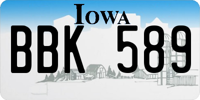 IA license plate BBK589
