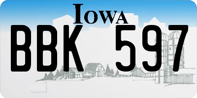 IA license plate BBK597
