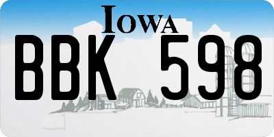 IA license plate BBK598