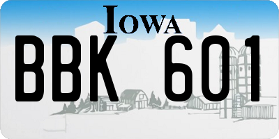 IA license plate BBK601