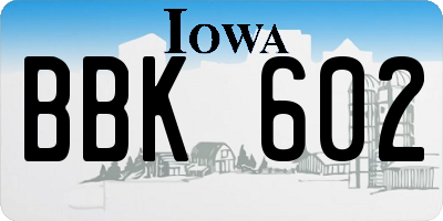 IA license plate BBK602