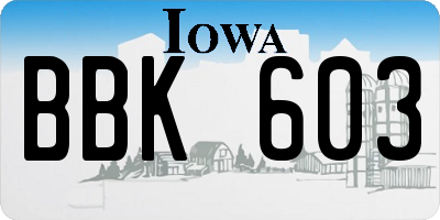 IA license plate BBK603