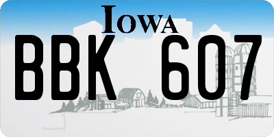 IA license plate BBK607