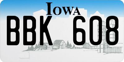 IA license plate BBK608