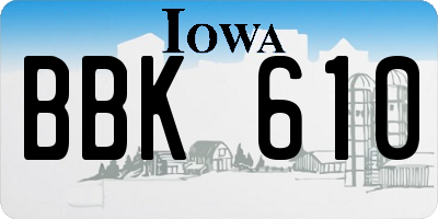 IA license plate BBK610