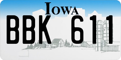 IA license plate BBK611