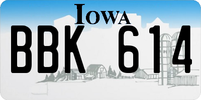 IA license plate BBK614