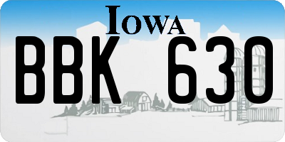 IA license plate BBK630