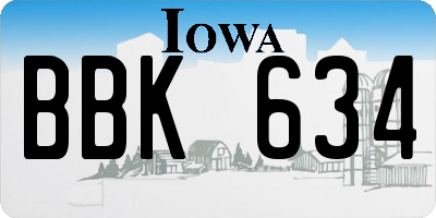 IA license plate BBK634