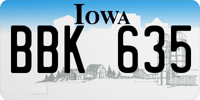 IA license plate BBK635