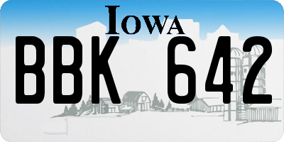 IA license plate BBK642